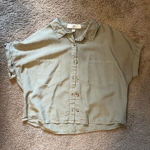 Button Up Cropped Collared Shirt